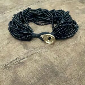 Black Multi-Strand Seed Bead Bracelet by Ink + Alloy